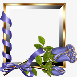 玫瑰花边相框紫色丝带玫瑰花边框高清图片
