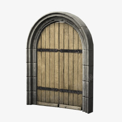 门玻璃木门灰色欧式拱形门高清图片