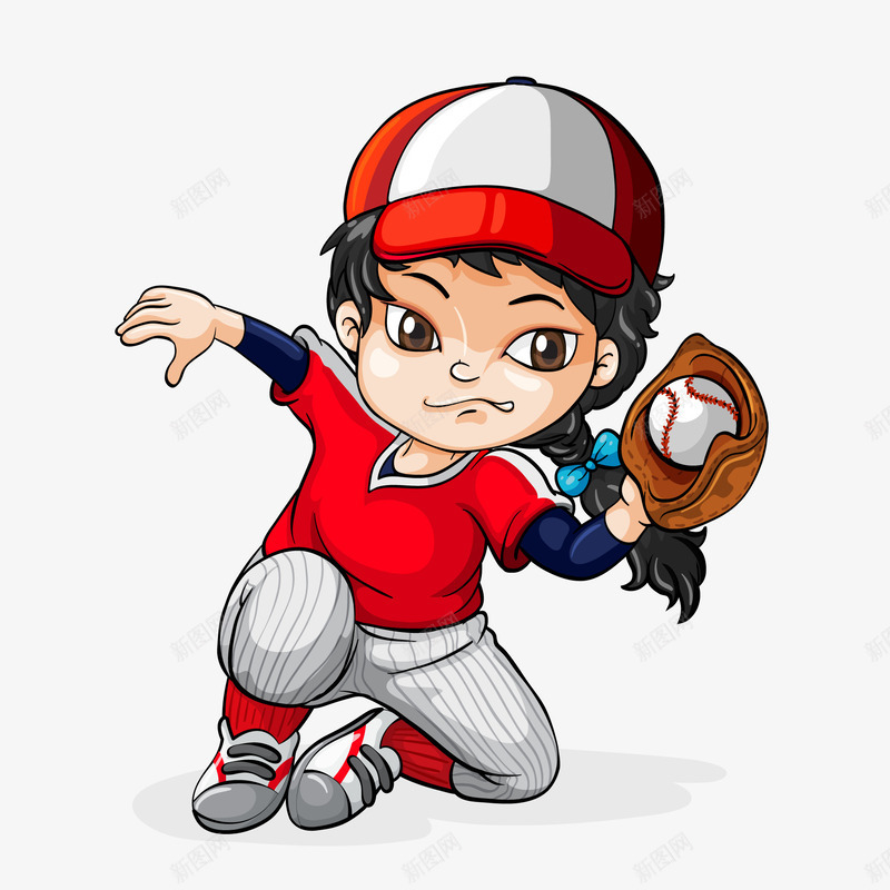 卡通棒球运动员矢量图ai免抠素材_88icon https://88icon.com 人物设计 手绘 校园运动会 棒球 运动员 矢量图