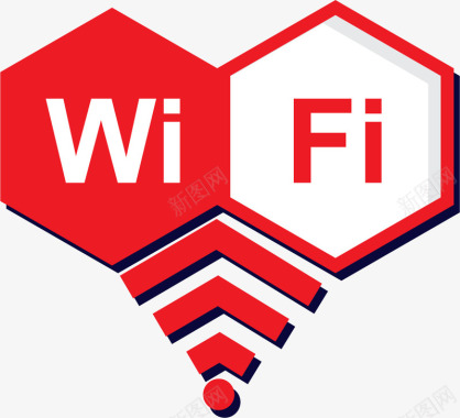 对称红色丝绸红色对称wifi信号格图标图标