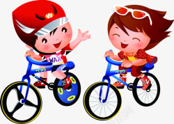 卡通骑自行车的儿童开学季素材
