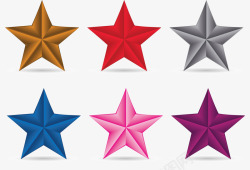 不同颜色的3D星星图案矢量图素材