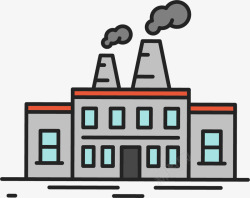 污染厂房对称的灰色砖墙卡通工厂矢量图高清图片