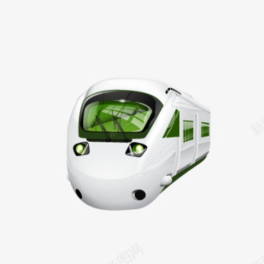 创意绿色树枝绿色质感火车图标图标