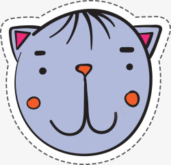 紫色耳朵紫色圆弧小猫卡通贴纸高清图片