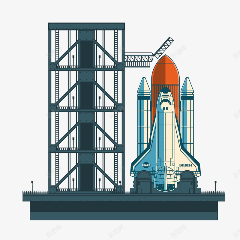 灰色宇宙飞船发射元素矢量图ai免抠素材_88icon https://88icon.com 卡通插画 发射 宇宙 架子 灰色 纹理 线稿 装饰 飞船 矢量图