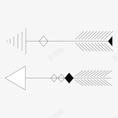 矢量源文件横向黑白色创意抽象箭头弓箭矢量图图标图标