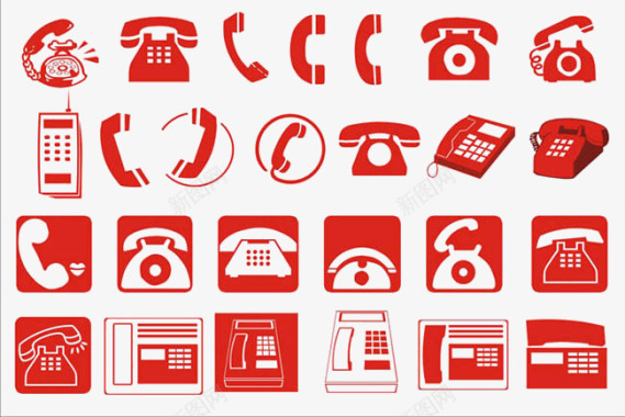 无线符号红色电话UI图标图标