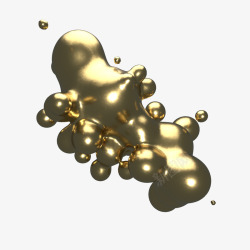 金属融化黄金字3D铁珠金属液体装饰高清图片
