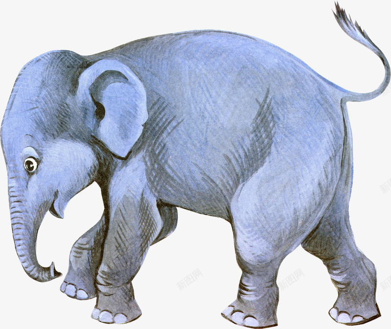 卡通绘画蓝色的大象动物png免抠素材_88icon https://88icon.com 卡通 大象 绘画 蓝色