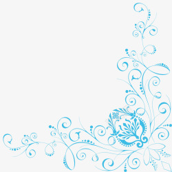 一个蓝色欧式花纹素材