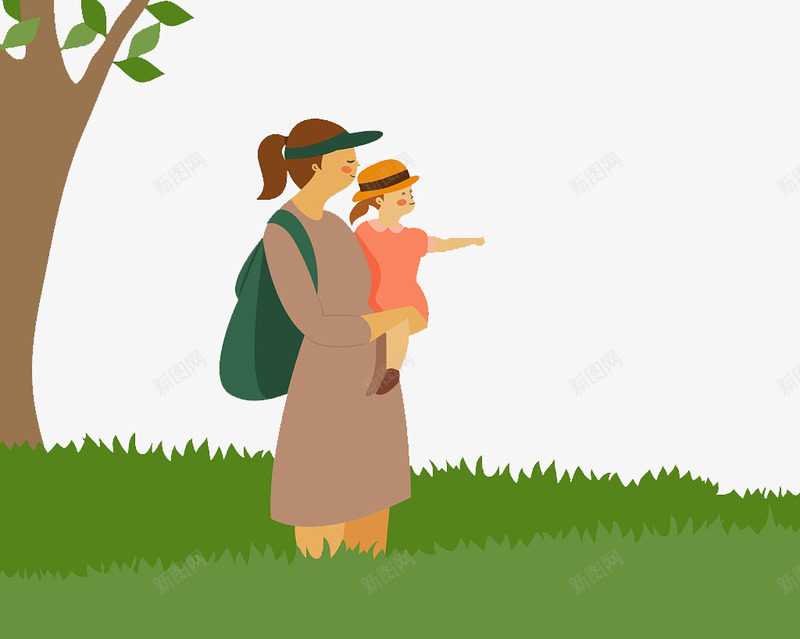 妈妈抱着孩子站在草坪上png免抠素材_88icon https://88icon.com 亲子插图 妈妈 扁平 手势 抱着孩子 站在草坪上 草地上的人