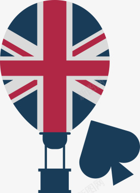 气球玩具气球不规则图形英国旅游国旗图案热气矢量图图标图标