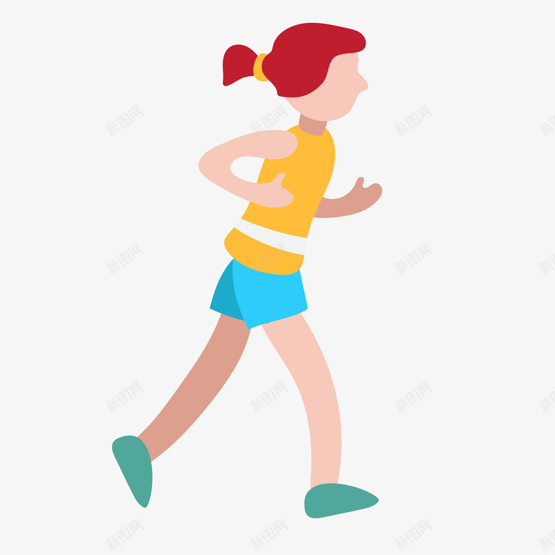 跑步的女孩人物矢量图ai免抠素材_88icon https://88icon.com 人物设计 卡通 校园运动会 跑步 马拉松 矢量图