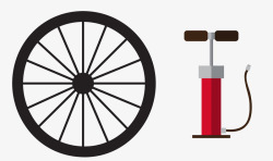 自行车轮胎和打气筒素材