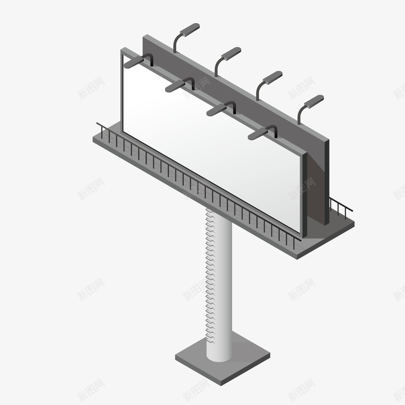 灰色创意大型广告牌元素矢量图ai免抠素材_88icon https://88icon.com 创意 卡通插画 大型广告牌 展示 灰色 路灯 矢量图