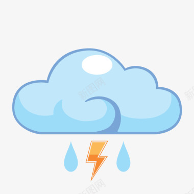 简易天气天气雷阵雨图标图标