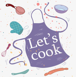 烹饪节目紫色围裙矢量图素材