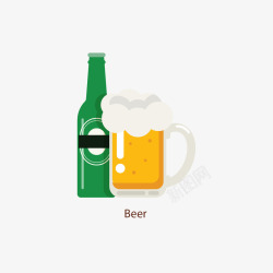 杯装和瓶装的啤酒矢量图素材
