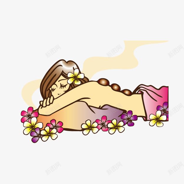 卡通鲜花SPApng免抠素材_88icon https://88icon.com 卡通SPA 印度传统 手绘女生 鲜花SPA