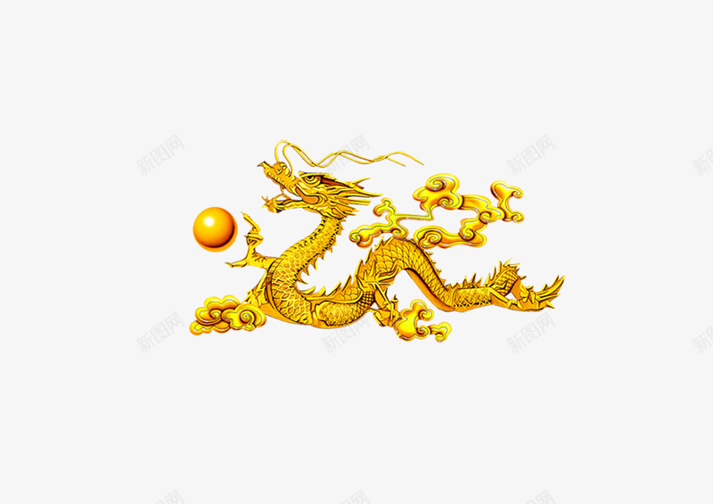 二龙戏珠图案png免抠素材_88icon https://88icon.com 中国古代 中国风 传统 装饰 金色 高贵大气
