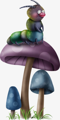 蘑菇毛毛虫素材