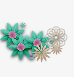 3D微立体小清新花朵素材