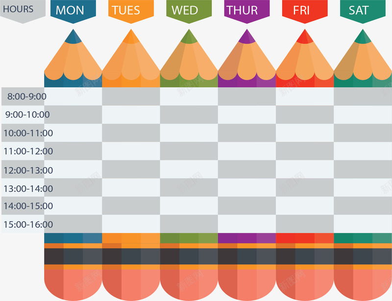 彩色开学铅笔课表矢量图ai免抠素材_88icon https://88icon.com 开学 开学日 矢量png 课程表 课表 铅笔课表 矢量图