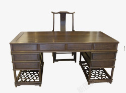 书房桌子大气复古家具实木书房桌椅套装免高清图片