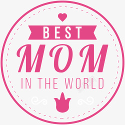 粉色母亲节mom标签素材