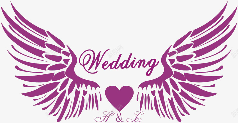 天使之心紫色片cdr免抠素材_88icon https://88icon.com 天使素材 心形 紫色 设计