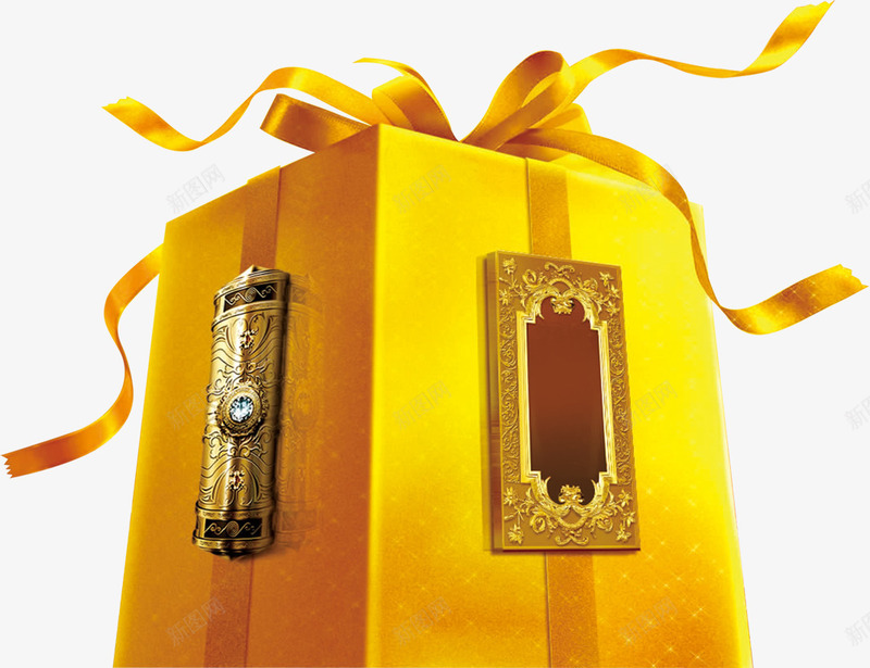 黄色奢华大气礼物包装png免抠素材_88icon https://88icon.com 包装 大气 奢华 礼物 黄色