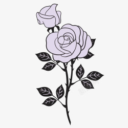 手绘紫色玫瑰花矢量图素材