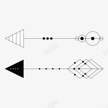AI源文件横向黑白色创意抽象箭头弓箭矢量图图标图标