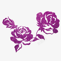 手绘紫色玫瑰花矢量图素材