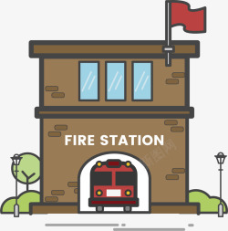 卡通救火的消防队矢量图素材