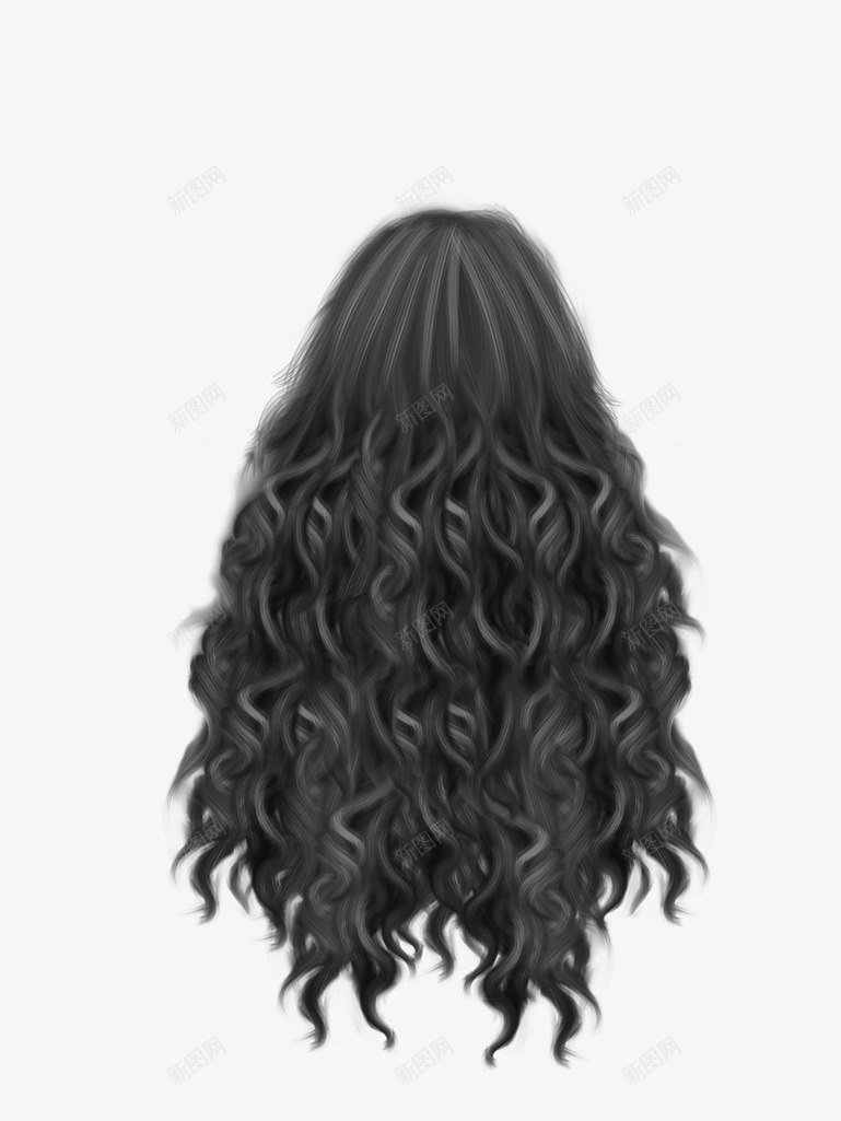 灰色卷发png免抠素材_88icon https://88icon.com 卷发 女士卷发 手绘头发 生发 长发 长头发