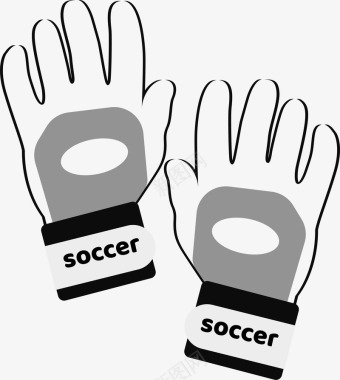 足球卡通手绘黑白手套案矢量图图标图标
