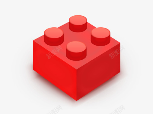 积木球玩具一块红色积木UI图标图标
