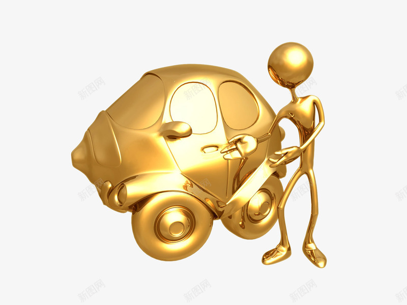 小金人开车门png免抠素材_88icon https://88icon.com 3d小人 小车 小金人 私家车 迷你车 金色车模型