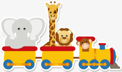 卡通小动物坐火车素材