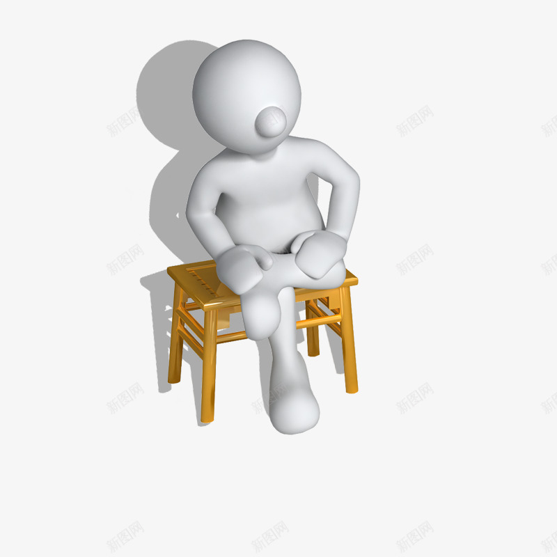 3D小人psd免抠素材_88icon https://88icon.com 3D 3D小人 久坐 坐凳子上的小人 电子商务 白色小人