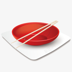 红色筷子3D碗筷矢量图高清图片