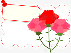 红色母亲节花朵虚线背景素材