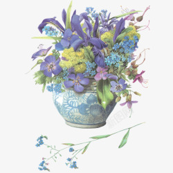 花瓶里紫色的花朵插画素材