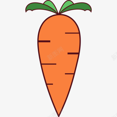 胡萝卜免扣元素灰色手绘圆弧胡萝卜元素矢量图图标图标