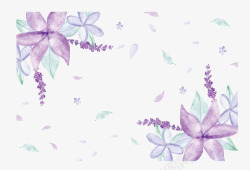 紫色水彩花朵边框矢量图素材