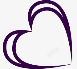 手绘卡通紫色爱心形状效果素材