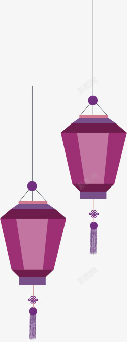 紫色灯笼紫色节日灯笼挂饰矢量图高清图片