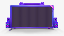 紫色卡通双11舞台素材